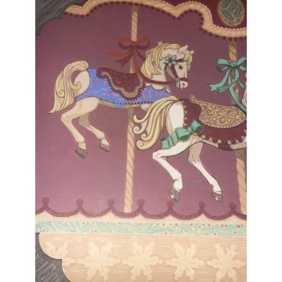 Vintage Reversible Set Of 4 Placemats W/ Carousel Horse‎ Vinyl Made In The USA - Picture 5 of 9